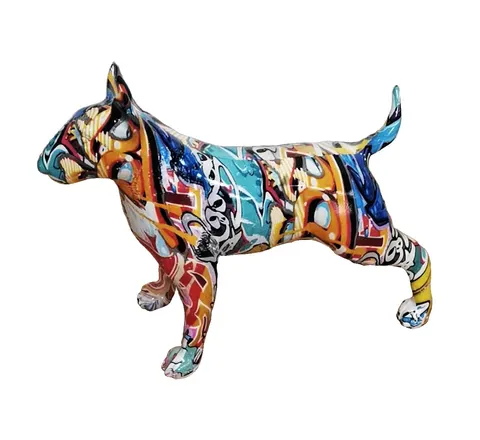 Modrest Graffiti Bull Terrier — Modern Multi-Color Sculpture