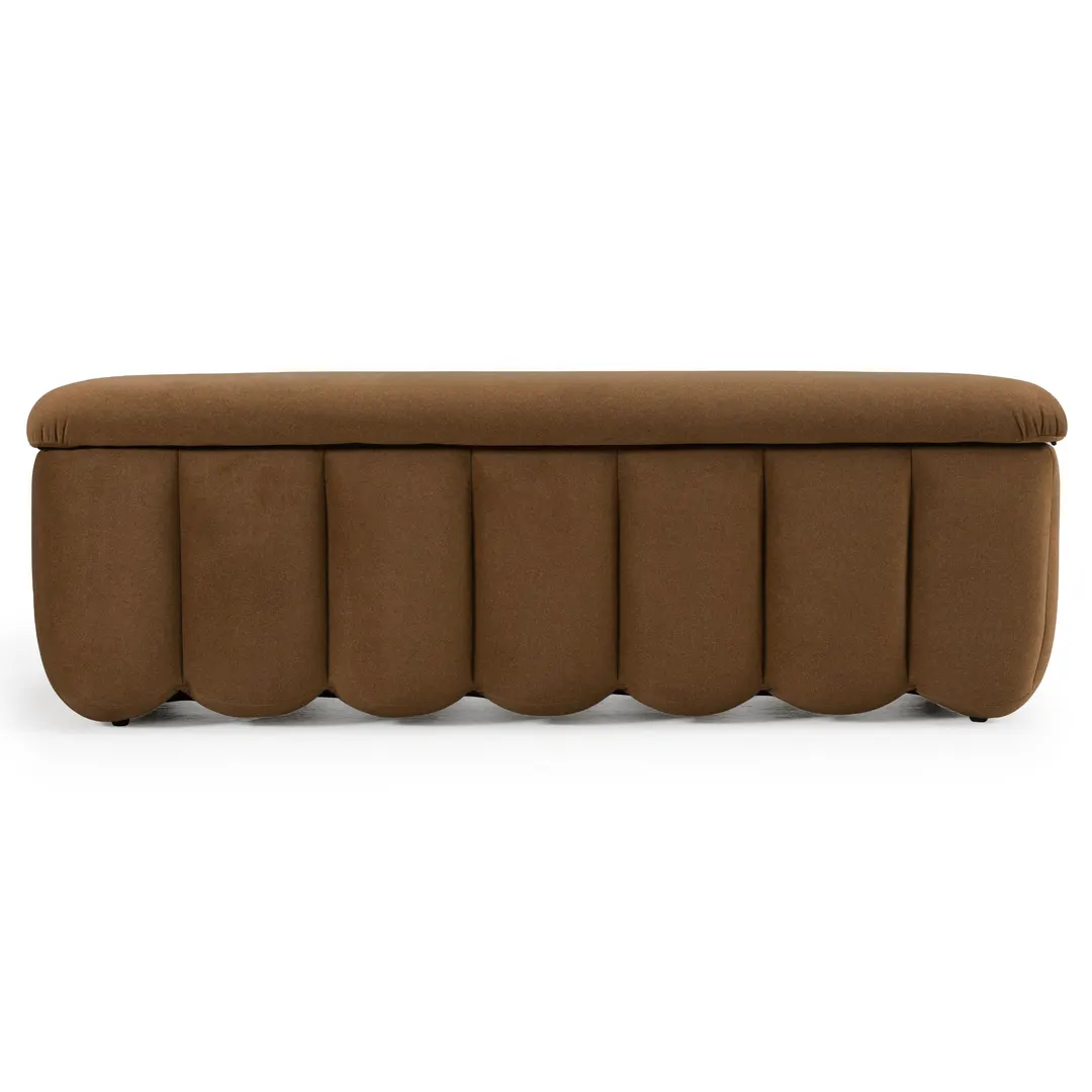 Modrest Harris — Modern Brown Fabric Bench w/ Storage