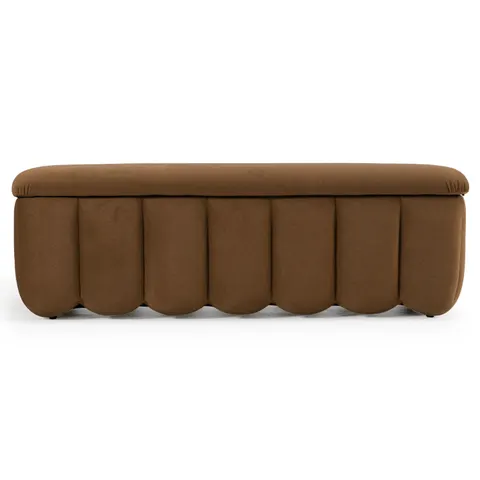 Modrest Harris — Modern Brown Fabric Bench w/ Storage