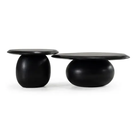 Modrest Kalvin — Modern Black Concrete Nesting Coffee Table Set