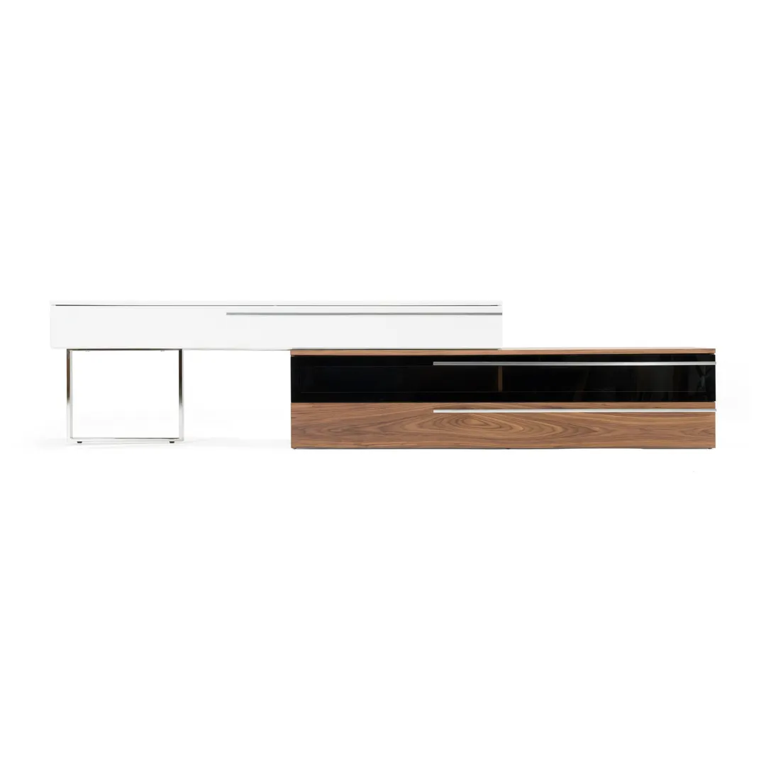 Modrest Karlstad — Modern White + Walnut TV Stand
