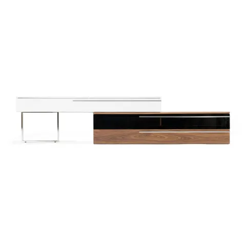 Modrest Karlstad — Modern White + Walnut TV Stand