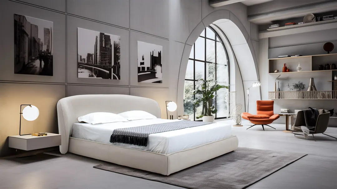 Modrest Lambert — Modern Beige Fabric Upholstered Bed