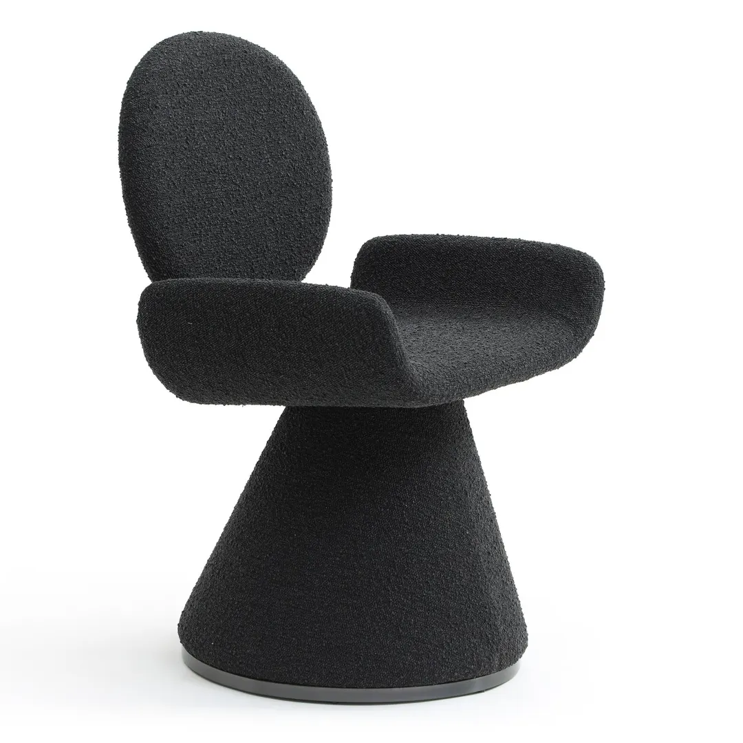 Modrest Neptune — Contemporary Black Fabric + Brushed Black Gun Dining Chair