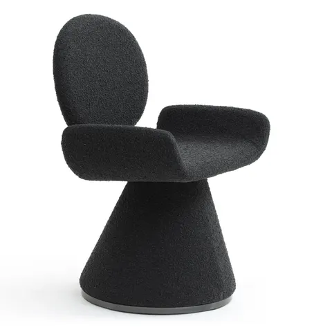 Modrest Neptune — Contemporary Black Fabric + Brushed Black Gun Dining Chair