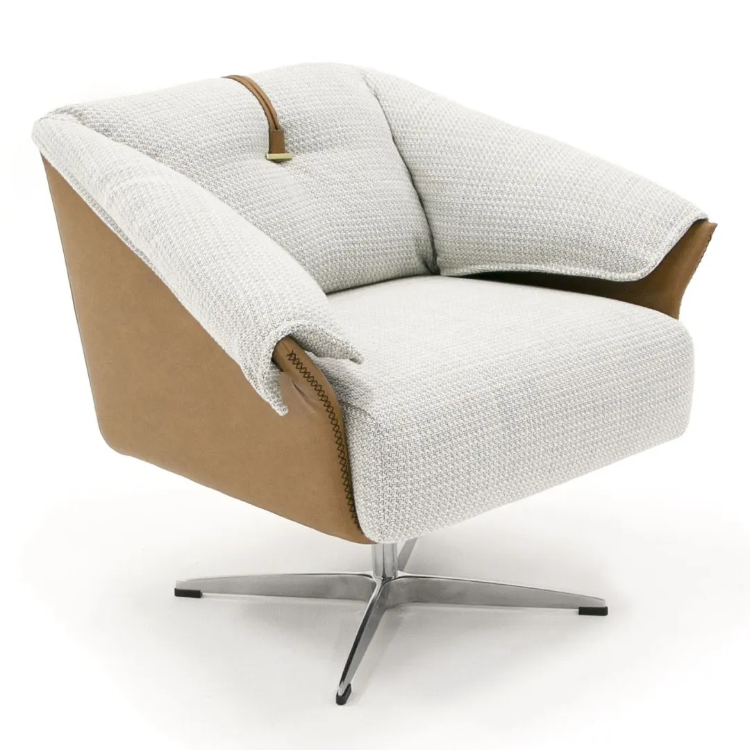Modrest Ohio — Swivel Camel Fabric Accent Chair