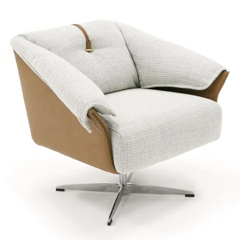 Modrest Ohio — Swivel Camel Fabric Accent Chair
