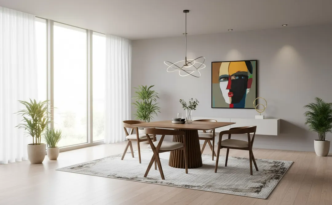 Modrest Platte — Mid-Century Modern Walnut Square Dining Table