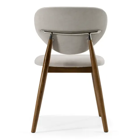 Modrest Savannah — Mid-Century Modern Grey Fabric + Walnut Dining Chair