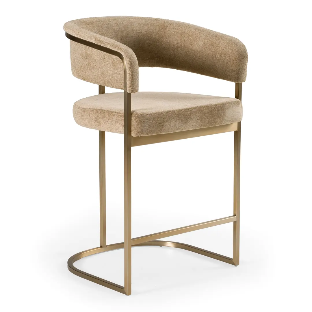 Modrest Sebastian — Modern Brown Fabric + Antique Brass Counter Chair