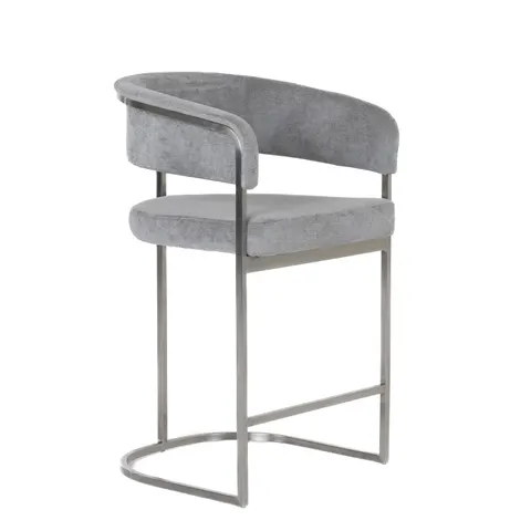 Modrest Sebastian — Modern Grey Fabric + Stainless Steel Counter Chair