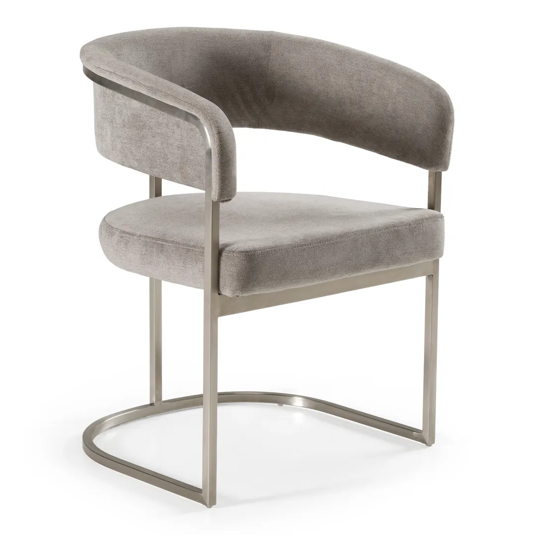 Modrest Sebastian — Modern Grey Fabric + Stainless Steel Dining Chair