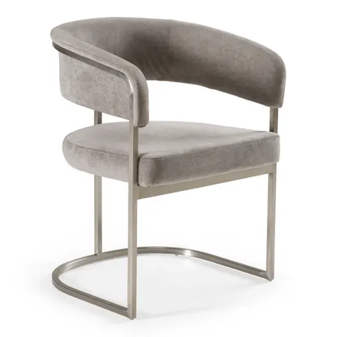 Modrest Sebastian — Modern Grey Fabric + Stainless Steel Dining Chair