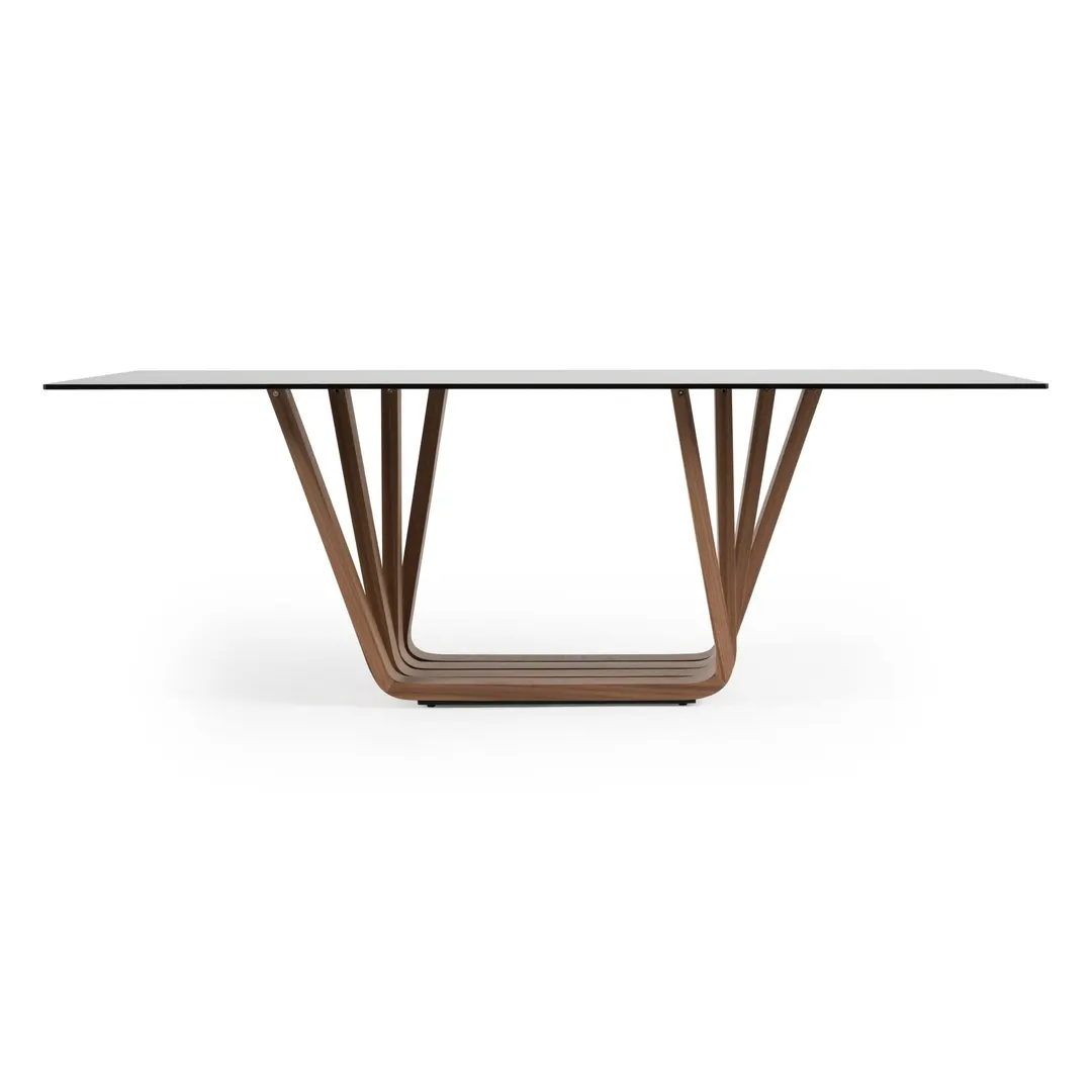 Modrest Solvang — Contemporary - Grey Glass + Walnut Rectangular Dining Table