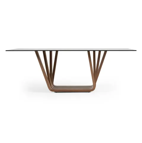 Modrest Solvang — Contemporary - Grey Glass + Walnut Rectangular Dining Table