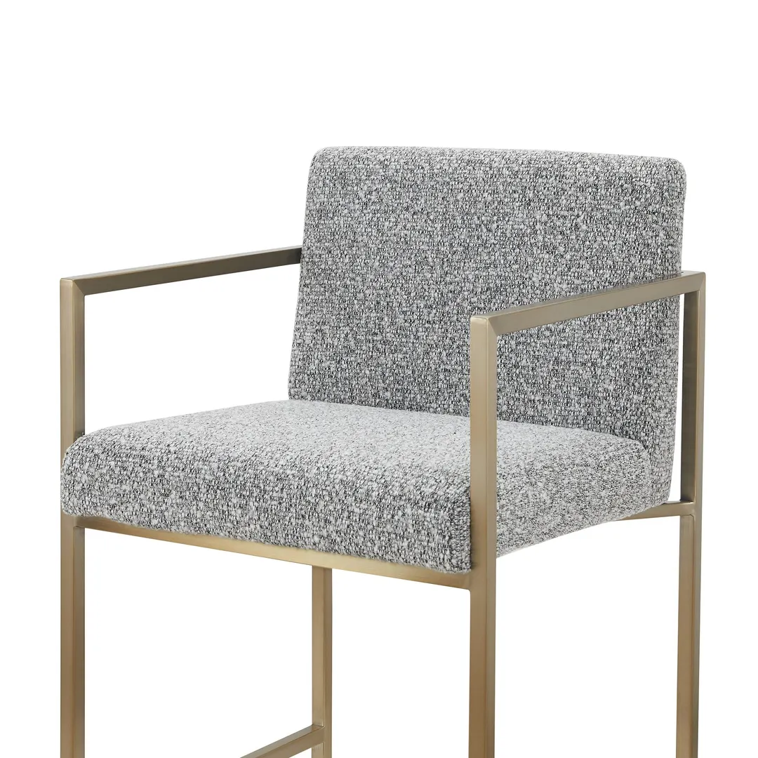Modrest Suzanne — Modern Grey Fabric + Antique Brass Counter Chair