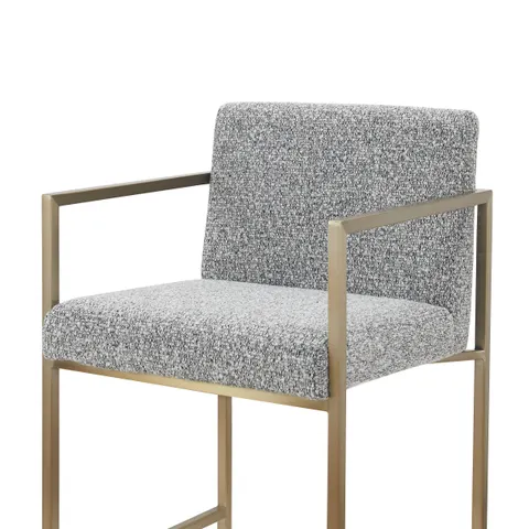 Modrest Suzanne — Modern Grey Fabric + Antique Brass Counter Chair