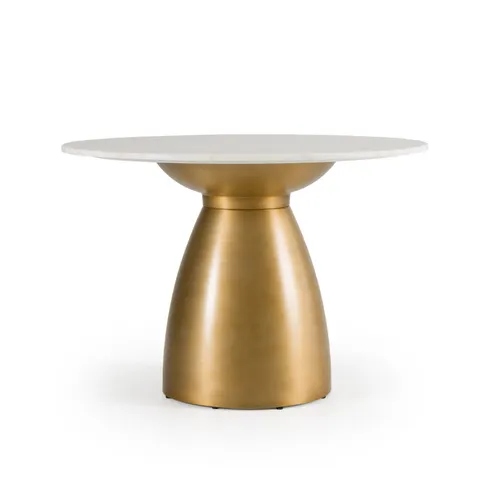 Modrest Tilly — Glam White Marble + Gold Round Dining Table