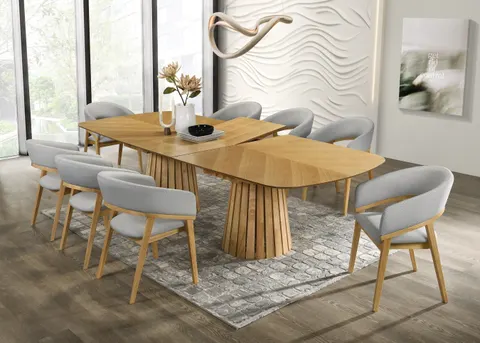 Modrest Truman — Mid-Century Modern Grey + Natural Oak Dining Chair