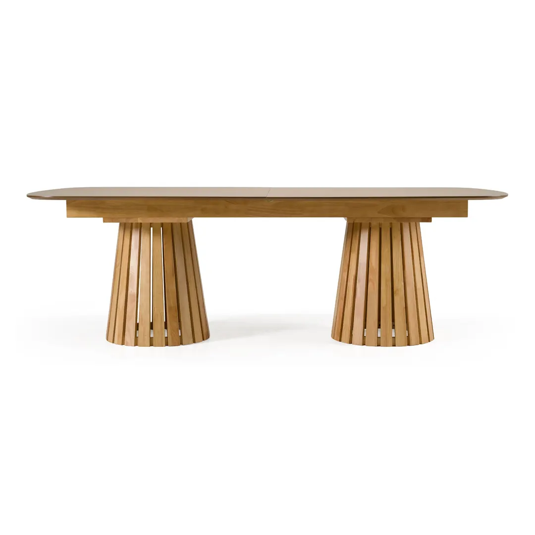 Modrest Truman — Mid-Century Modern Natural Oak Extendable Dining Table
