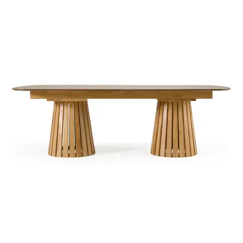 Modrest Truman — Mid-Century Modern Natural Oak Extendable Dining Table