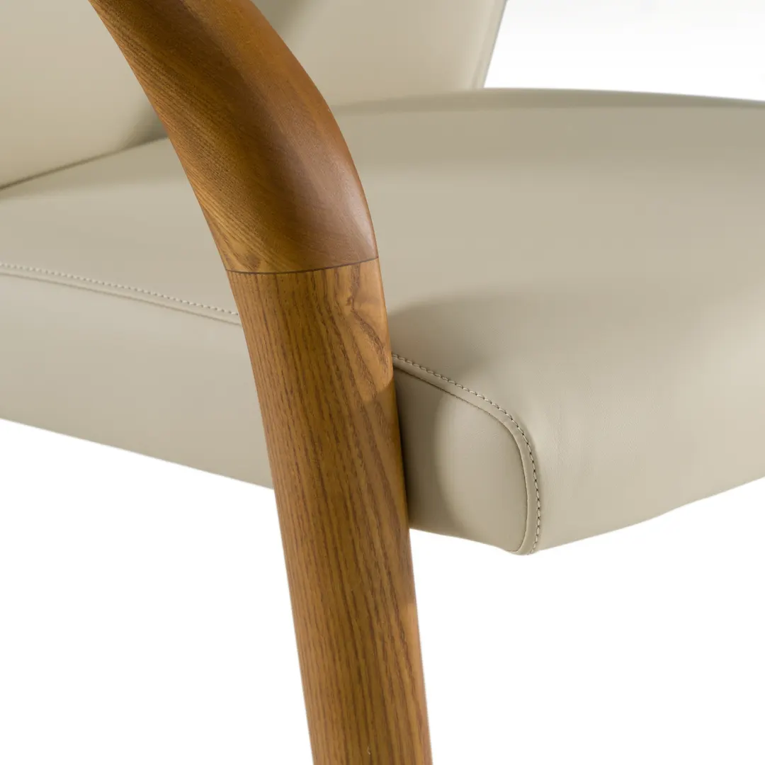 Modrest Wynetta — Mid-Century Modern Grey Vegan Leather + Walnut Dining Chair
