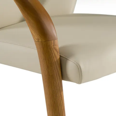 Modrest Wynetta — Mid-Century Modern Grey Vegan Leather + Walnut Dining Chair