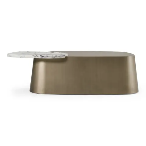 Modrest Yano — Modern White Marble + Antique Brass Coffee Table