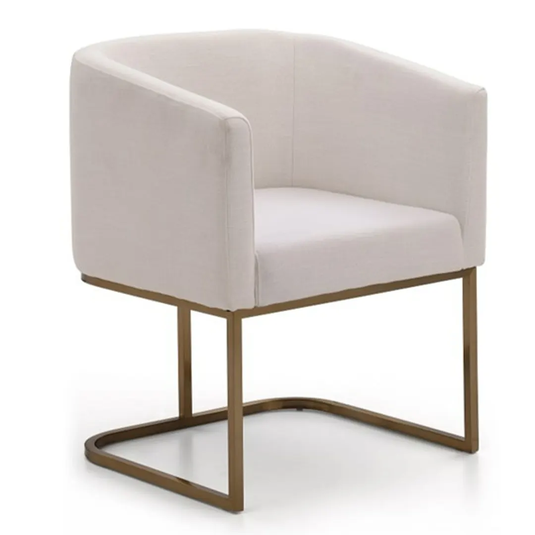 Modrest Yukon — Modern Off White Fabric & Brushed Brass Counter Chair