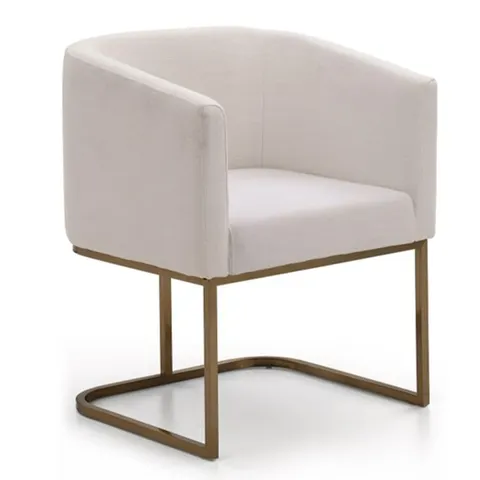 Modrest Yukon — Modern Off White Fabric & Brushed Brass Counter Chair
