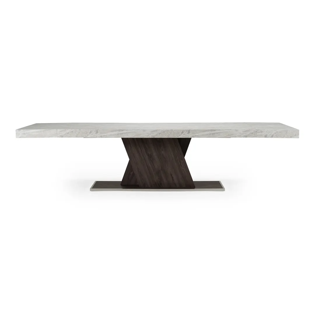 Nova Domus Cairo — Italian Modern Faux Marble & Pecan Elm Extendable Dining Table