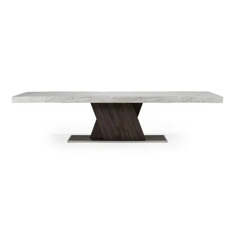 Nova Domus Cairo — Italian Modern Faux Marble & Pecan Elm Extendable Dining Table