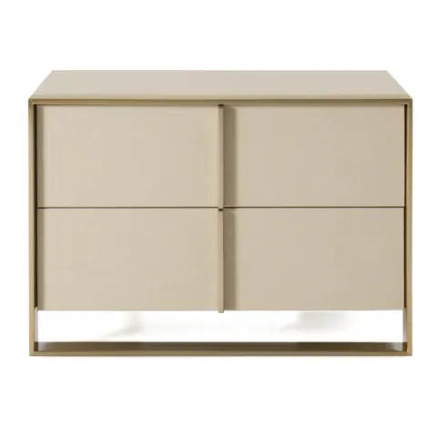 Nova Domus Cartier — Modern Beige Shagreen and Brushed Brass Nightstand