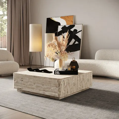 Nova Domus Roma — Modern Travertine Square Coffee Table