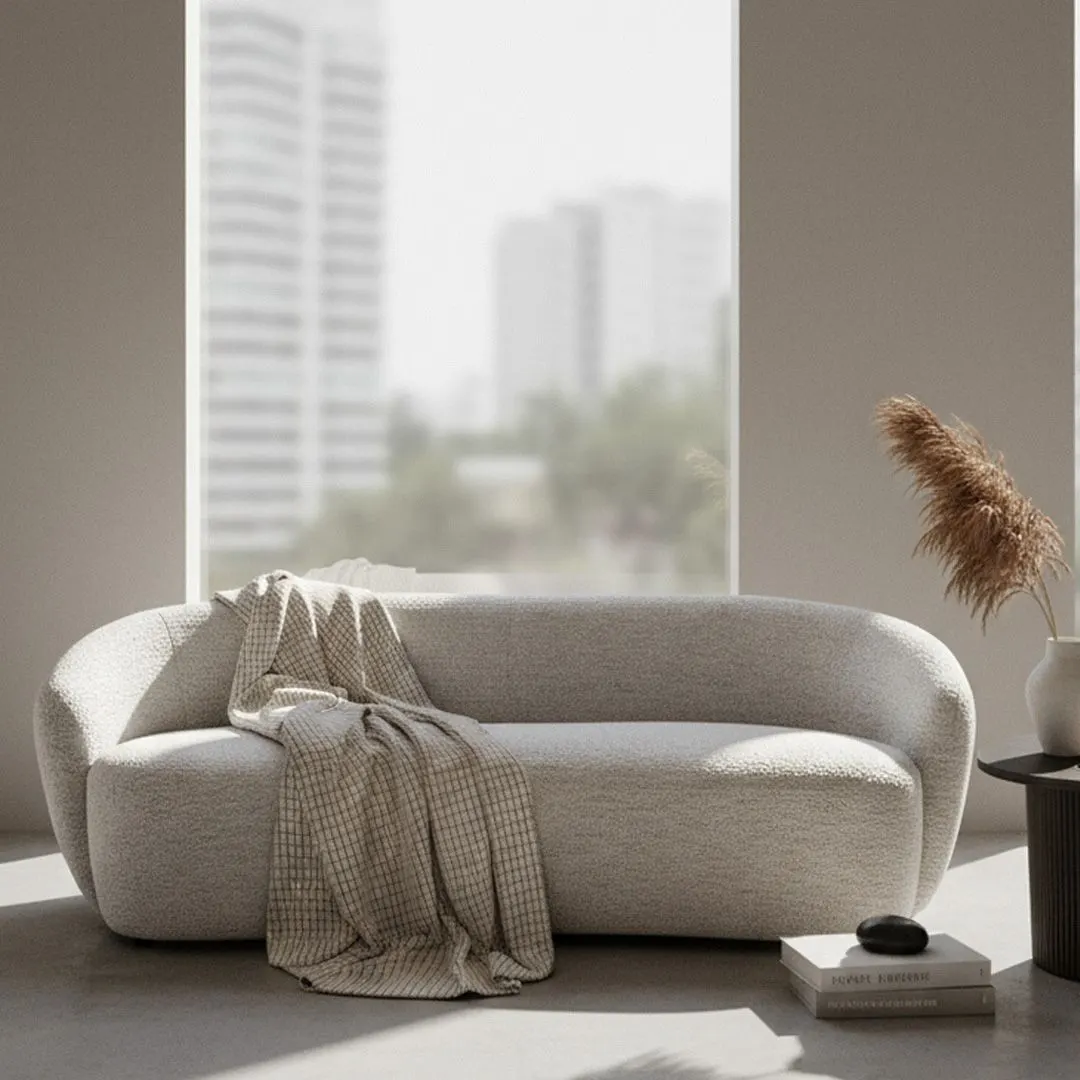 Omaha — Modern Off White Fabric Sofa