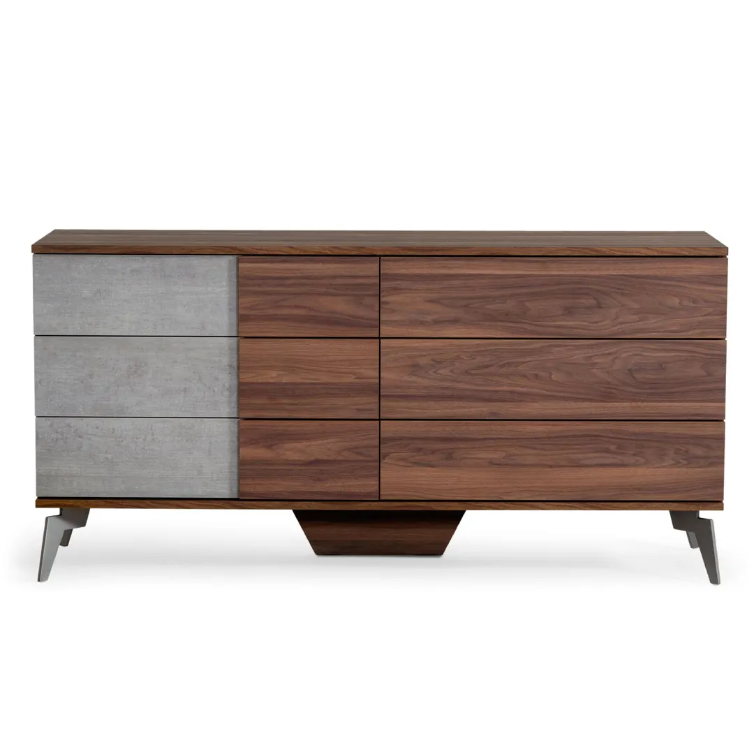 Palermo — Modern Italian Faux Concrete & Walnut Dresser