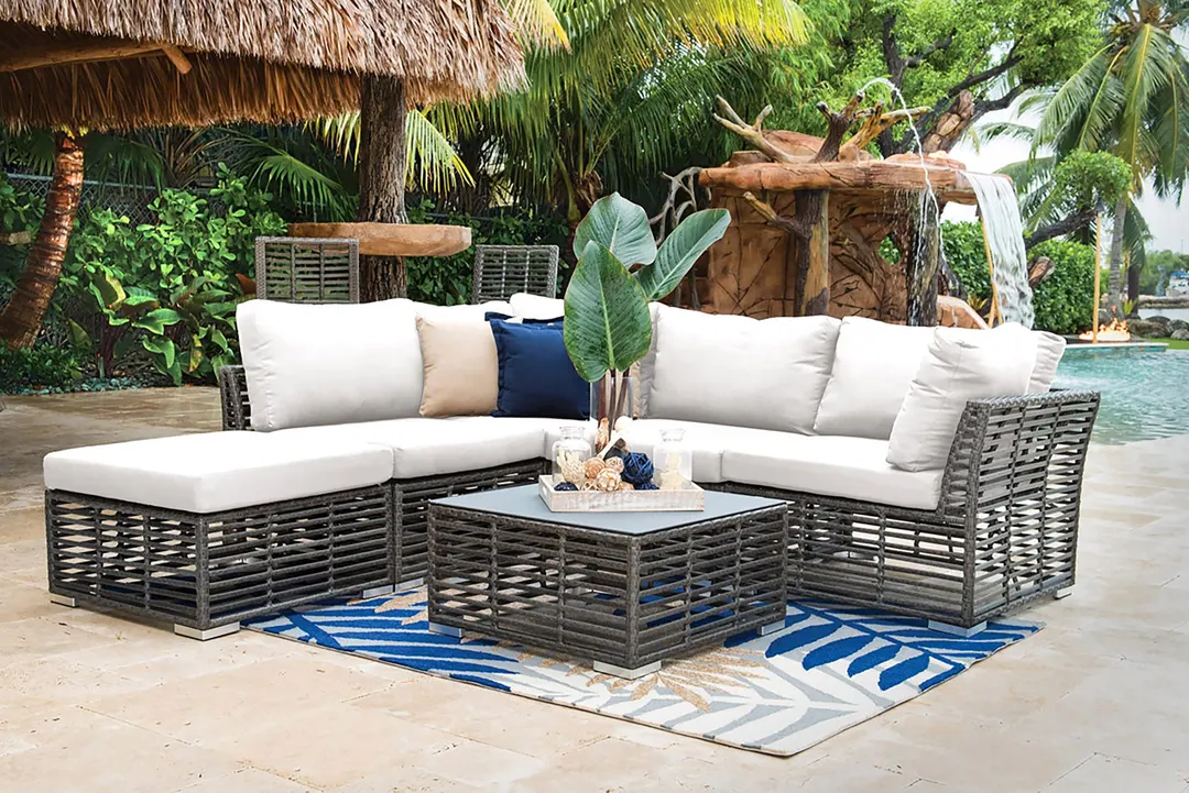 Panama Jack Graphite 6-Piece Sectional with Cushions — 