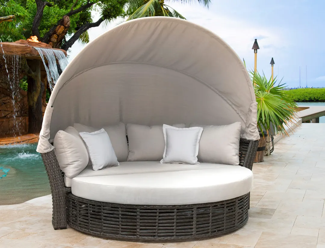 Panama Jack Graphite Canopy Daybed with Cushions — 