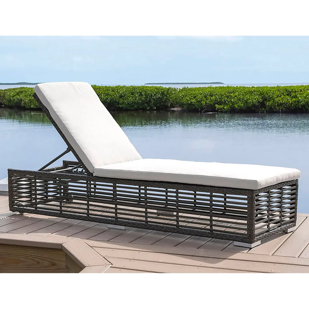 Panama Jack Graphite Chaise Lounge W/Wheels and cushion — 