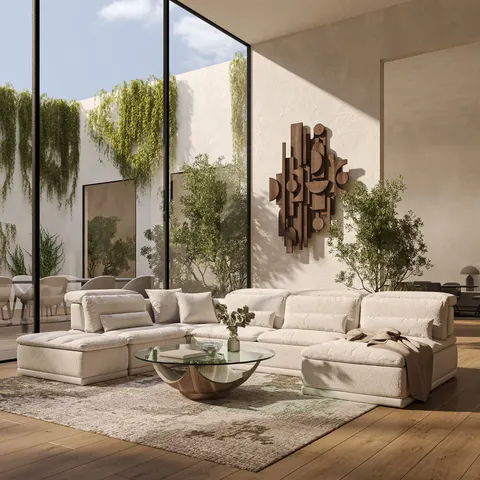 Panorama — Italian Modern Beige Fabric Modular Sectional Sofa