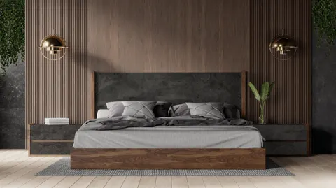 Rado — Modern Walnut & Stucco Nightstand