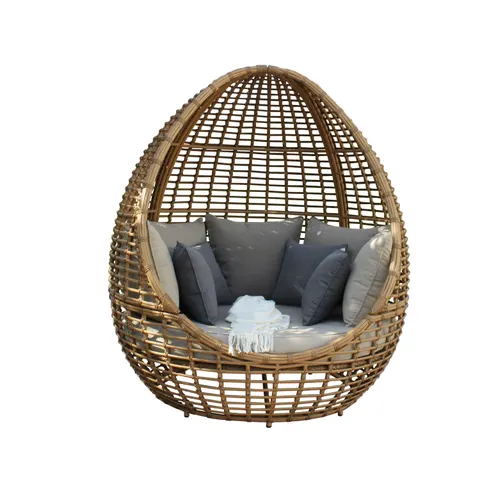 Renava Cocoon Mini — Outdoor Beige + Wicker Lounge Bed
