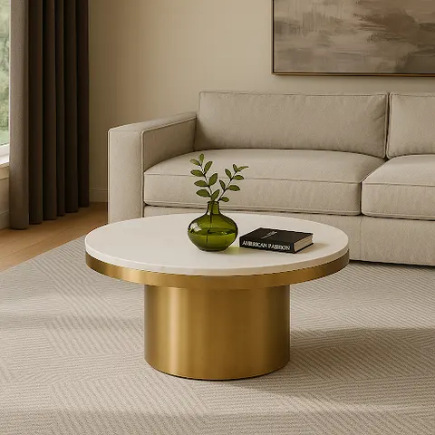 Rocky — Glam White & Gold Coffee Table