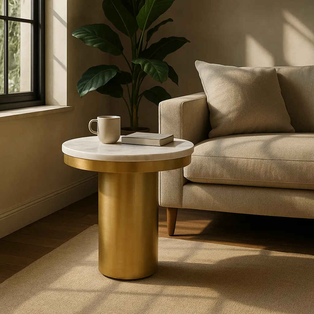 Rocky — Glam White & Gold End Table