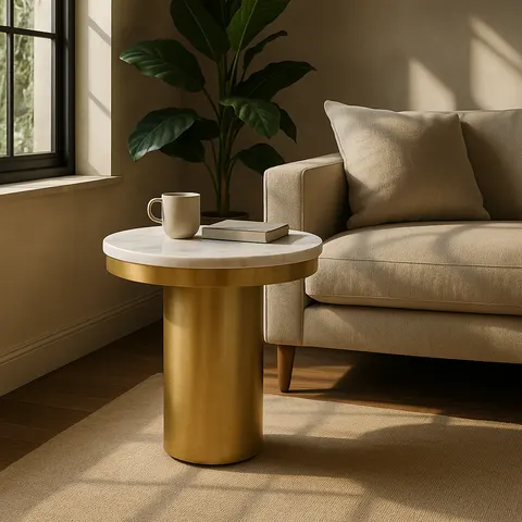 Rocky — Glam White & Gold End Table
