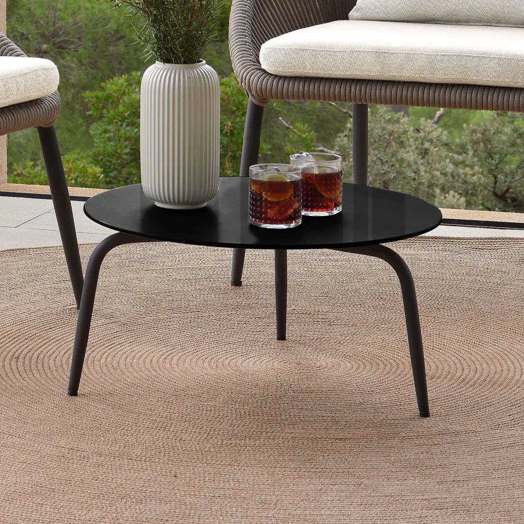 Rodona Side Table with Glass — 