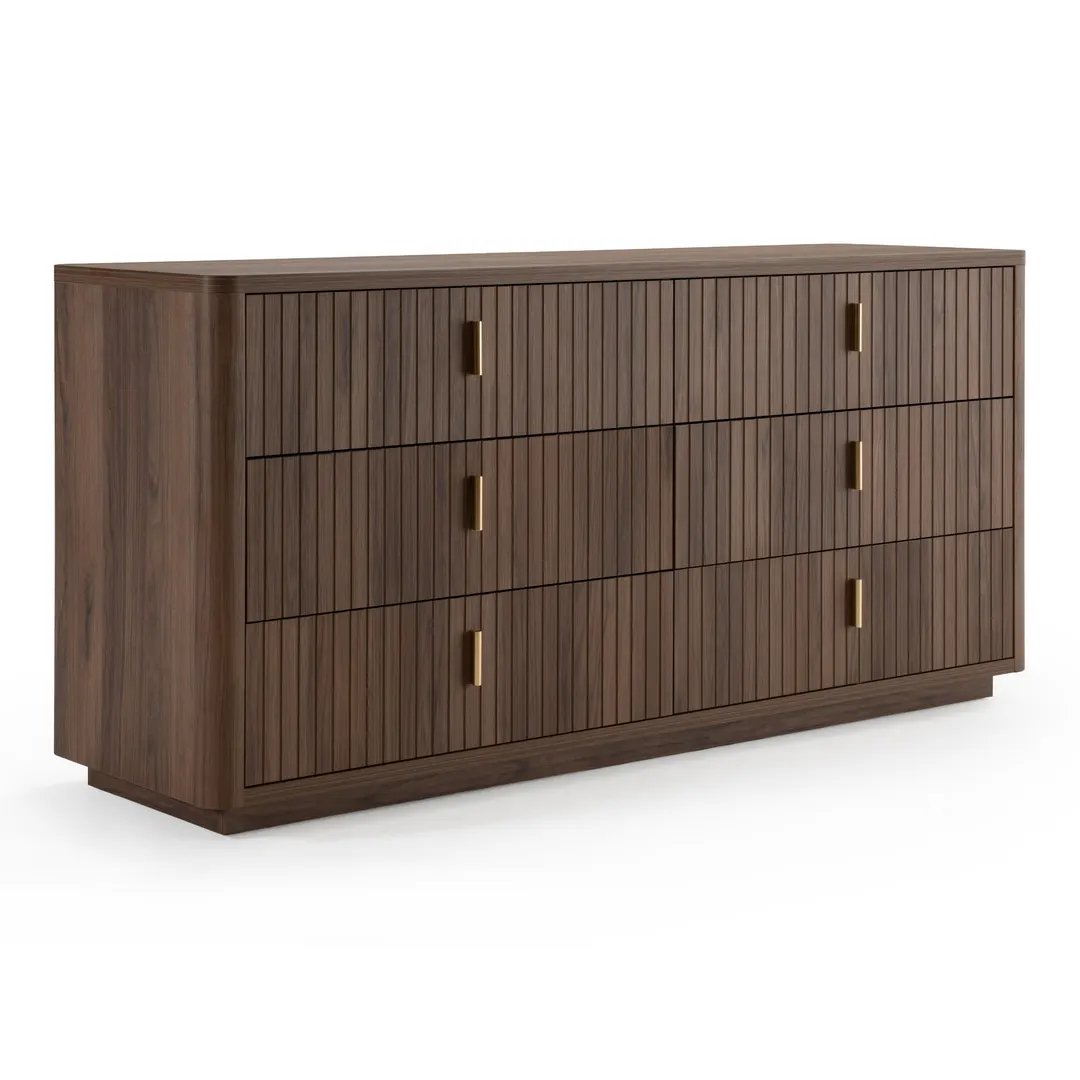 Roma — Modern Walnut + Gold Dresser