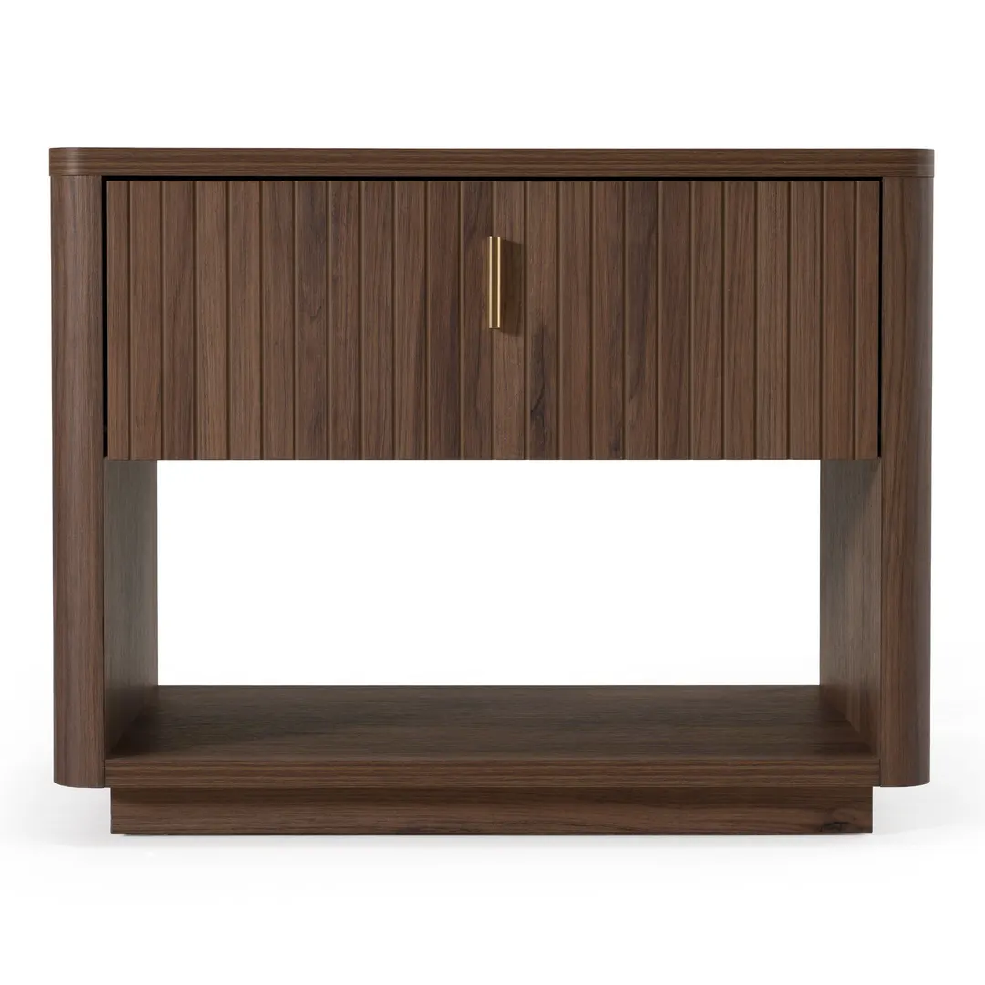 Roma — Modern Walnut + Gold Nightstand