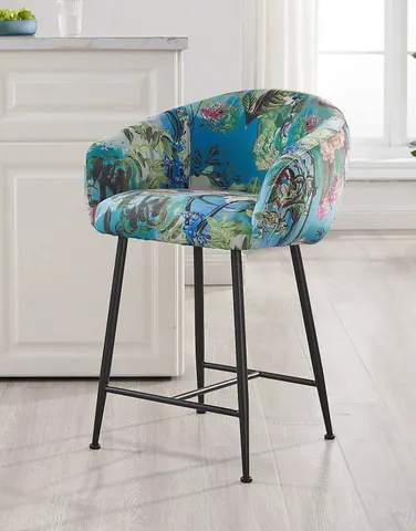 Roxann — Modern Counter Stool in Funky Velvet