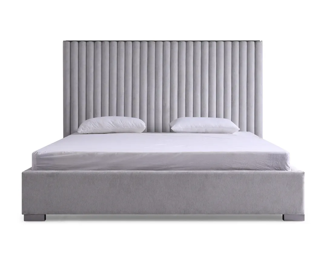 Splendor — Silver + Grey Velvet Upholstered King Platform Bed